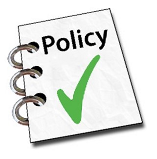 Logo for policy briefs: a notebook with the word "Policy" on it