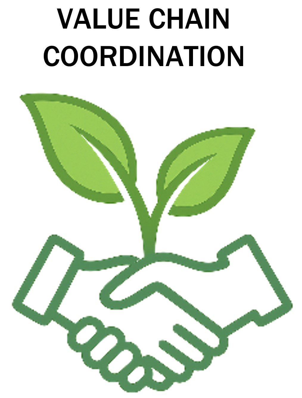 Logo for the Value Chain Coordination column: shaking hands with a leaf sprouting from them